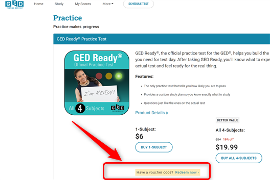 How to use GED Ready vouchers